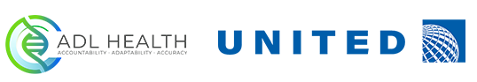 adl health and united airlines logos
